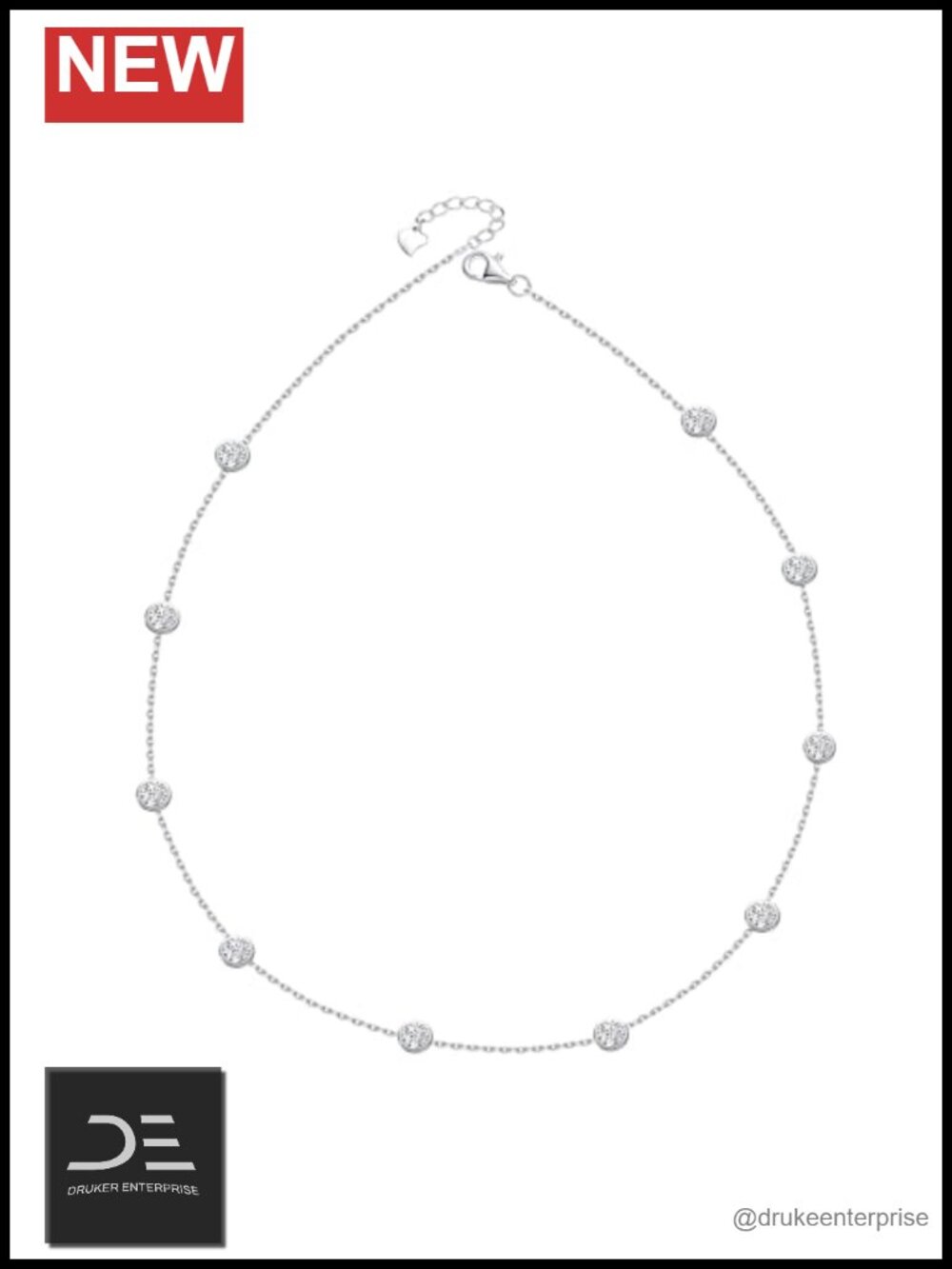 Dainty 925 Sterling Silver Moissanite Station Choker Necklace